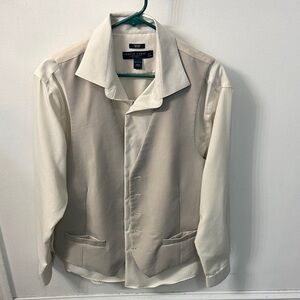 Pronto Uomo Beige and Cream Shirt w/ vest